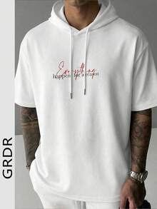 GRDR Áo hoodie nam tay ngắn in chữ "Happens For A Reason" theo phong cách đường phố Mỹ, tối giản và đa năng. - trắng - Xem 3