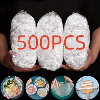 50/100/200/500个装可重复使用弹性食品碗盖，多色弹力食品盖，适用于不同尺寸的碗碟，食品用途广泛，适用于厨房、野餐、烧烤等场合，是厨房配件、食品盖、家居生活、透明厨房塑料袋、食品容器的理想之选。