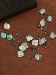 Versatile Casual Summer Bohemian Asian Chic Asymmetrical Geometric Necklace (Color Based On Actual Item) - Multicolor - View 2