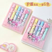 6pcs Fluorescent Marker Set Cute , Egg Cat Fluorescent Markers Learning Stationery - A - View 5