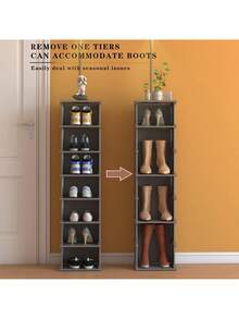 8-Tier Narrow Shoe Rack, Tall Slim Shoe Organizer, Small Space Vertical Shoe Shelf, Suitable For Entryway, Hallway, Closet, Corner, Bedroom And Garage, 44585484 - Watermelon Pink - View 5