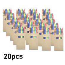 1 Box (6pcs) / 10 Boxes (60pcs) / 20 Boxes (120pcs) Mini Painting Colored Wax Crayons Set, Portable Short Thick Pre-Aligned Colored Wax Crayons For Painting Classroom Supplies, Small Birthday Gift, Christmas, Holiday Gift - A - View 9