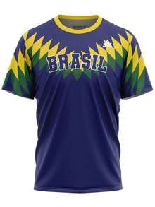 Brazil National Team Retro Classic World Cup Fan Jersey - Immediate Shipping - 藍色 - 查看 1