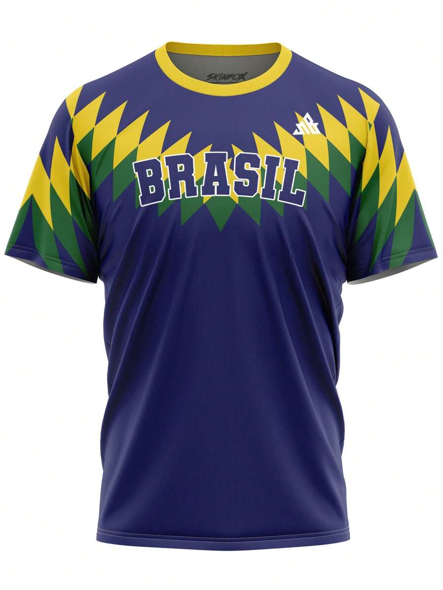 Brazil National Team Retro Classic World Cup Fan Jersey - Immediate Shipping - 藍色 - 查看 1