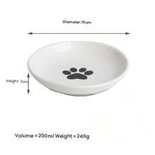 Ceramic Pet Food & Water Bowl With Anti-Spill Iron Frame, Cute Fish Bone Print, Elevated Pet Bowl With Neck Protection, Suitable For Small To Medium Pets - Multicolor - View 7