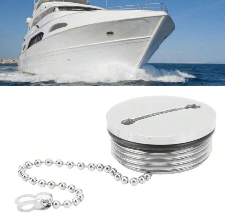 Chiffonade Boat Fuel Cap Marine Stainless Steel Marine Fuel Cover With Chain Boat Deck Filler Cover For Boats Yachts RVs Trucks Accessories - ColorA - View 1