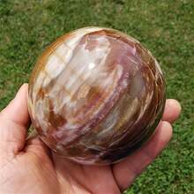 1 pezzo Rara sfera grezza in legno pietrificato - Ideale per la decorazione della casa - Regalo perfetto per il riscaldamento della casa - Stile bohémien - Ottima scelta per regali di San Valentino, Natale e Capodanno. - Multicolore - Visualizzare 6