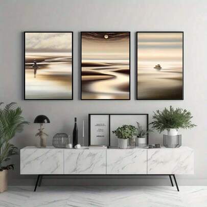 3 tranh in trên vải canvas không khung, tranh nghệ thuật treo tường, tranh trang trí, tranh sơn dầu, nghệ thuật hiện đại, chất liệu canvas, món quà hoàn hảo cho gia đình và bạn bè, phù hợp để trang trí nhà cửa, phòng ngủ, văn phòng, phòng khách.