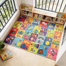 1pc ABC Educational Game Rug, Letter Number Animal Season And Shape Learning Play Mat For Playroom Crawling Room Bedroom, Room Decor - Multicolor - View 2