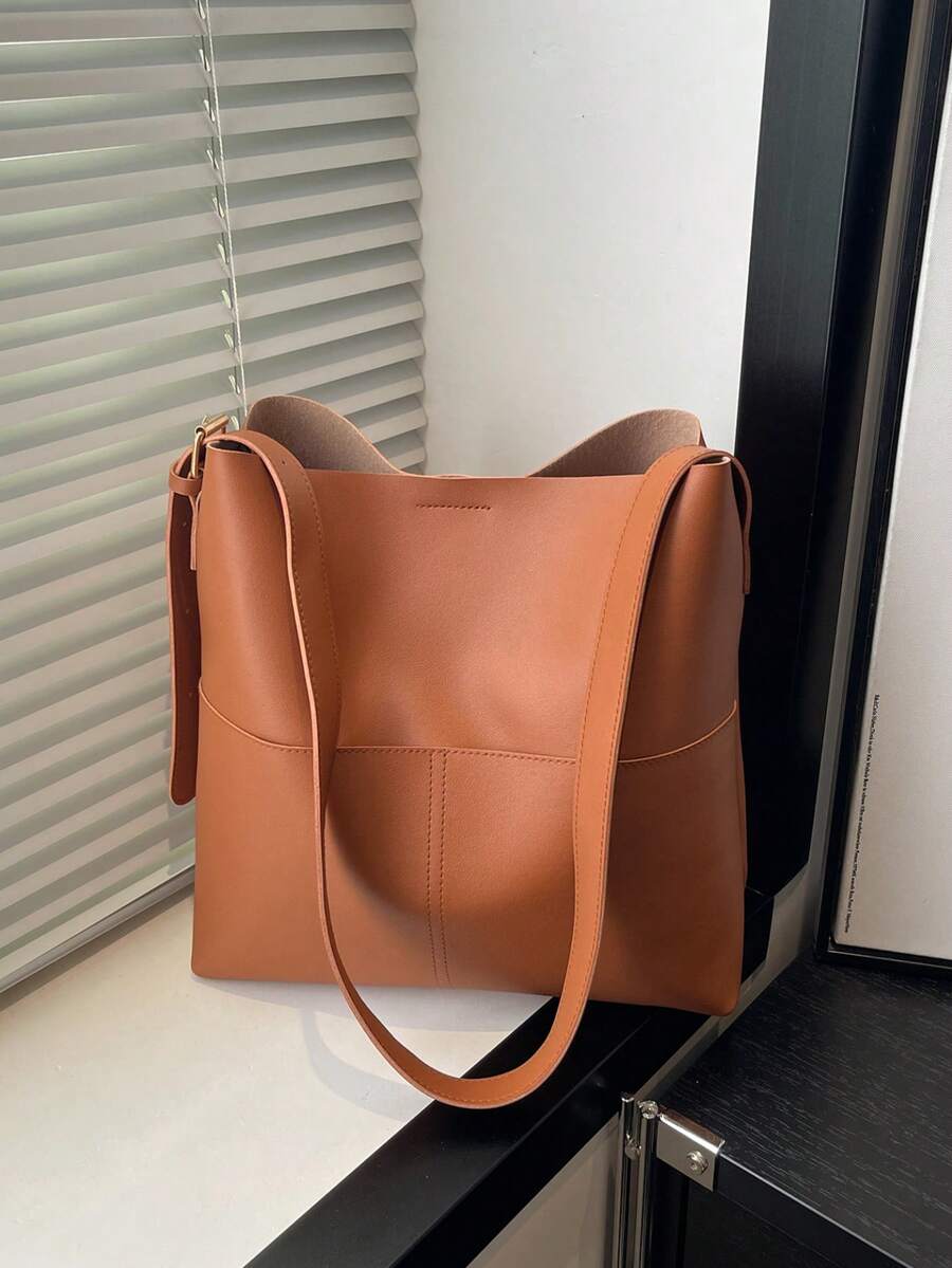 Fashionable Versatile Solid Color New Retro PU Shoulder Bag, Casual ...