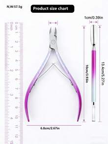 2pcs Integrated Manicure Tool Set, Includes Nail Clipper, Cuticle Nipper, And Cuticle Pusher. Stainless Steel Construction, Short Sharp Blades (Curved Design) For Precise Trimming Of Cuticles And Hangnails, Softening And Pushing Back Cuticles - Multicolor - View 4