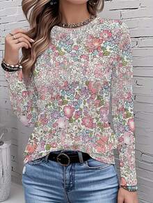 Women's 3D Long Sleeve T-Shirt Sweatshirt Top - Suitable For Casual Sports, Workwear, Home Wear, And Gifts. Women's Soft Multi-Color Full-Print T-Shirt - Soft Round-Neck Long Sleeve Top, Suitable For Casual Layering In Spring, Autumn, And Winter, Machine Washable For Comfortable Seasonal Wear - 彩色 - 查看 4