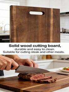 1pc Rosewood Material Multipurpose Wooden Cutting Board, Serving Tray, Steak Platter, Cheese Board, Suitable For Chopping Vegetables And Meat, Kitchen And Dining Room - 1pc Handle Cutting Board Tray - View 10