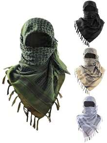 1pc European & American New Autumn/Winter Desert Style Scarf Men, Motorcycle Riding Arabic Headscarf, Soft & Warm Outdoor Style - Màu be, 1 cái - Xem 1