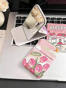 INS High-Quality Tulip Folding Makeup Mirror, High-Definition Portable Compact Mirror For Dorm And Travel - Multicolor - View 6