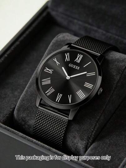 Guess Đồng hồ thạch anh analog thời trang tối giản Richmond W1263G4 dây đeo lưới thép không gỉ màu xanh lam, mặt tròn, phụ kiện nam, phù hợp cho công việc, hàng ngày, hẹn hò trang trọng, quà tặng sinh nhật cho chồng