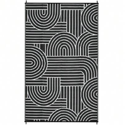 Stylish Pattern Outdoor Plastic Carpet, Non-Slip Design, Durable Plastic Rug For Patio Deck Backyard Balcony, Portable Indoor Outdoor Floor Mat