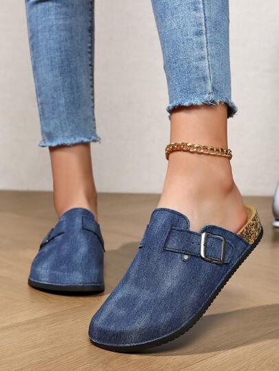 Unisex Slip-On Soft Wood Clogs, Casual Office Wear, Suitable For All Seasons, Closed-Toe Soft Wood Bottom Sandals