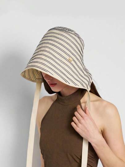 1 chiếc mũ rộng vành có thể gập lại dành cho nữ, mũ chống nắng ngoài trời, đi biển, có thể điều chỉnh kích thước.