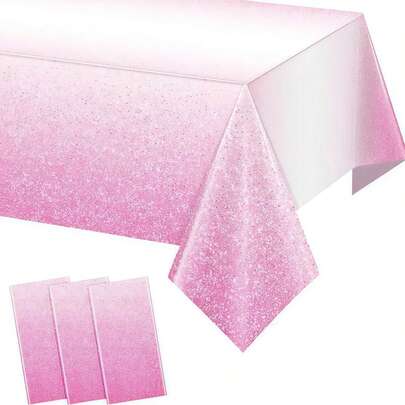 1件装一次性渐变金粉派对桌布，尺寸137*274厘米，适用于长方形桌子、生日派对、周年纪念、节日聚会（由于拍摄时的光线和角度，颜色可能略有不同）