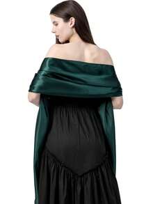 1件优雅简约缎面披肩/围巾，女士款，220*65厘米大号，适合婚礼、派对礼服、新娘礼服配饰，柔软垂坠，显瘦效果 - 彩色 - 查看 19