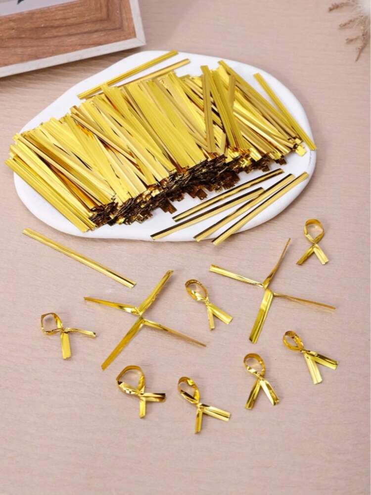 800pcs ABS Gift Wrapping Twist Tie, Gold Sealing Tie For Packaging Bag - View 3