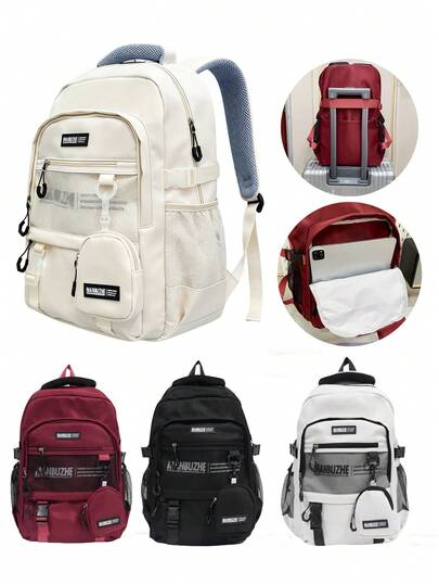 1 Stück funktionaler Rucksack mit Hängetasche, Großer Kapazität Doppelschultertasche mit mehreren Taschen zum Verstauen von Gegenständen wie Tassen, Regenschirme, Tablets, geeignet für Studenten, Kurztrips, Pendeln, Outdoor-Aktivitäten, faltbar und geräumig