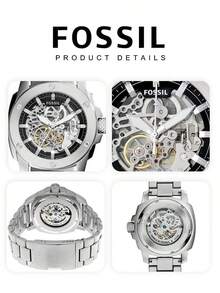 Fossil 男士石英不锈钢三针腕表，不锈钢表壳/防刮水晶玻璃 ME3081 - 銀色 - 查看 5
