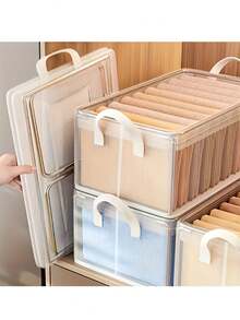 Transparent PVC Storage Basket With Stainless Steel Frame - Foldable Closet Organizer Bin, Multi-Functional Home Storage, Space-Saving Design, Classic Model, Suitable For Underwear, Clothes And Under Bed Storage, Minimalist And Fashionable, Stackable Wardrobe Organizer Box, Portable Storage Container - Multicolor - View 3