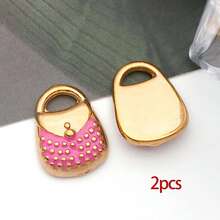 2 chiếc mặt dây chuyền hình son môi bằng thép không gỉ mạ vàng, tráng men, tự làm phụ kiện trang trí vòng cổ, vòng tay. - Nhiều màu - Xem 8