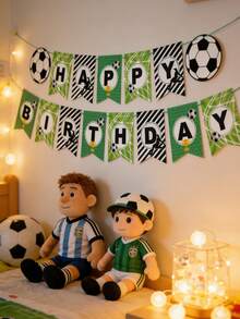 1 Set Football Themed Paper Football Pennant Flags, Suitable For Sports Parties, Birthday Gatherings, Etc. No Power Needed, Double-Sided Flags - Multicolor - View 2