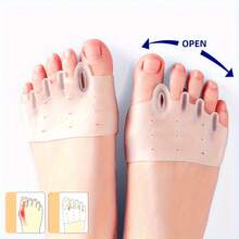 2pcs Silicone Forefoot Pads; Five-Hole Honeycomb Design Forefoot Protection; Five-Hole Toe Protectors With Fixation Function, Suitable For Most Women's Shoes. - 高級透明 - 查看 1