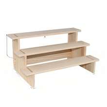 Giá đỡ trưng bày bằng gỗ dạng bậc thang dùng để trưng bày hộp quà bí ẩn, tượng nhỏ và đồ sưu tầm trên bàn làm việc. - Màu gỗ - Xem 18