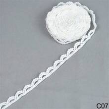 Dây ren trắng 5 thước/lô, ruy băng ren thêu cotton, vải ren móc, phụ kiện may vá thủ công DIY. - Màu xanh (1 cái) - Xem 18