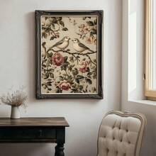 1 bức tranh canvas cổ điển có khung/không khung, họa tiết chim chóc, thực vật, tình yêu, hoa lá, động vật, cặp đôi, lãng mạn, phong cách Cottagecore, tranh treo tường trang trí nhà nông thôn, lối vào, hành lang, tối giản, mộc mạc cho căn hộ, phòng khách, phòng ngủ, trang trí nhà hiện đại. - A - Xem 2