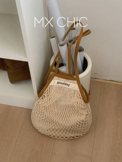 1 Stück Damen Sommer Mesh Strandtasche, große Kapazität Mode Frühling/Sommer Urlaub Lässig Tasche, geeignet für Einkaufen, Urlaub, Reisen