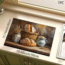 1pc Bread Print Pattern Absorbent Mat/Drying Mat For Coffee Maker, Tableware - Absorbent Polyester Desktop Protective Mat With Rubber Anti-Slip Pad, For Kitchen Counter Decor, Home Bar And Dining Table - Multicolor - View 10