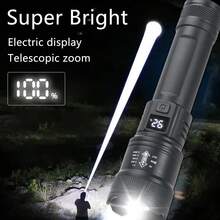 1pc Rechargeable Portable LED Zoomable Flashlight With Digital Display, Suitable For Outdoor Camping, Fishing, Hunting, Hiking, Trekking, Exploration, Emergency - Multicolor - View 3