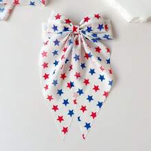 2pcs American Independence Day/Memorial Day, America 250th Anniversary Hair Accessories - Women's Striped & Star Print Chiffon Long Bow Scrunchies, Ponytail Clips, Suitable For Independence Day, Holiday Parties, Daily Wear, Boho Accessories,Summer,Travel - Multicolor - View 9