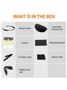 Gafas tácticas antivaho, gafas de ciclismo con 3 lentes intercambiables con protección UV400, regalos para hombres y mujeres. - Negro - Ver 6