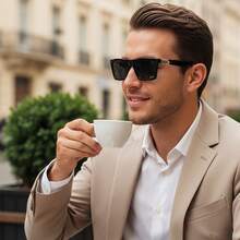 Kính mắt nam gọng kim loại dày dặn, hình vuông, phong cách công sở, thích hợp cho nam và nữ, đi nghỉ mát, du lịch và lễ hội. - K40662 - Xem 2