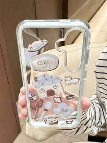 Ốp lưng điện thoại trong suốt tự làm hình gấu trúc hoạt hình và trái cây dễ thương cho Galaxy S26Ultra S26Plus S25Ultra S24Ultra S23Ultra S25 S24 S23 Plus S22Ultra, ốp lưng cứng chống sốc 2 trong 1 tối giản. - Màu xanh nhạt - Xem 4