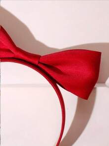 1pc Red 3D Bow Headband, Suitable For Daily Wear, Makeup, Festivals And Parties - Red - View 3
