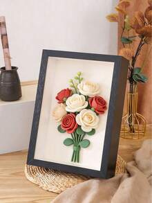 DIY镂空木质标本框，模型展示架，相框，适用于母亲节、墙面装饰、家居装饰、卧室装饰、墙面艺术、印刷品、婚礼等场合。 - 黑色 - 查看 4