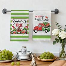 MEMNUN Conjunto de 2 panos de prato com estampa de caminhão de gnomos e melancia listrados em verde, com as frases "Summer Time" e "You Are My Sunshine", 40 x 60 cm (15,75 x 23,62 polegadas). Feitos em poliéster super macio, são ideais para decoração de casa, cozinha e banheiro, além de serem ótimos para presentear. - Multicolorido - Ver 7