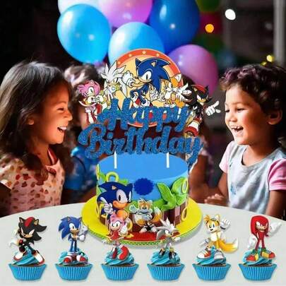 Hasbro 动漫主题蛋糕装饰、卡通纸杯蛋糕装饰、刺猬角色生日派对装饰