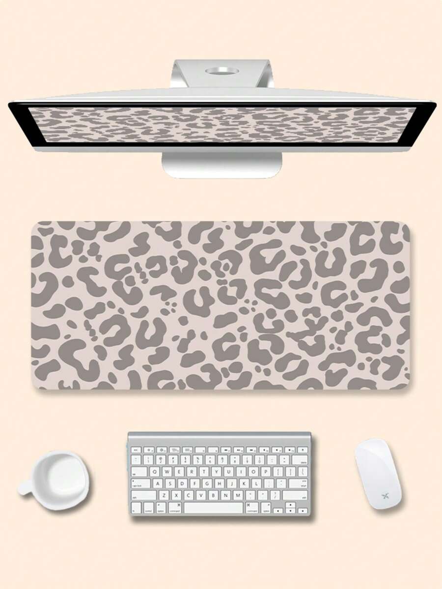 1 pieza, Alfombrilla de ratón de piel de imitación con estampado de leopardo gris, Alfombrilla de escritorio para portátil, Antideslizante, Lavable, Resistente a las manchas, Adecuada para parejas/estudiantes/oficinas/espacios de estudio, Regalo de cumpleaños, Regalo de graduación.