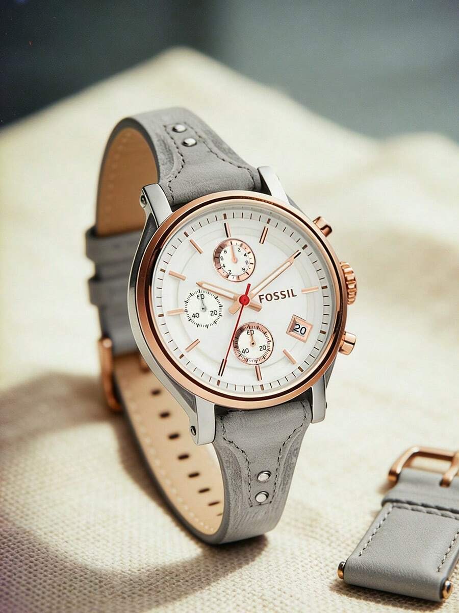 Fossil ES4045 男友风计时女表 - 白色 - 查看 1