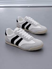 Casual Comfortable Flat Sneakers, Versatile White Shoes - White - View 3