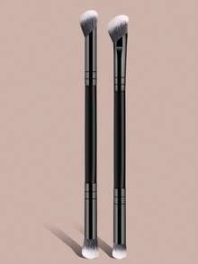 4支装专业双头化妆刷套装 - 包括粉底刷、轮廓刷、腮红刷、散粉刷、眼影刷、遮瑕刷、高光刷和晕染刷。柔软纤维刷毛，方便携带，是送给女性和女孩的绝佳礼物。化妆刷套装、化妆工具套装、化妆刷套装、全套化妆工具、化妆刷套装、全套化妆工具套装、化妆刷礼盒套装 - 黑色 - 查看 7
